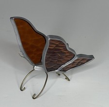 Hand Crafted Stained Glass Butterfly Amber And White - CH10IB