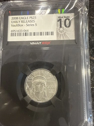 2008 $25 Platinum Liberty Eagle NGCX 10 NGC MS70 Vault Box 5
