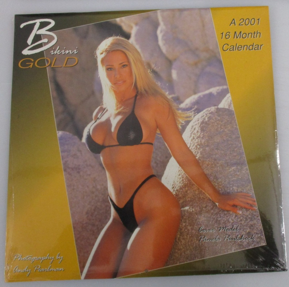 BIKINI DORADO 16 MESES CALENDARIO 2001 PAMELA PAULSHOCK ANDY PEARLMAN NUEVO SELLADO