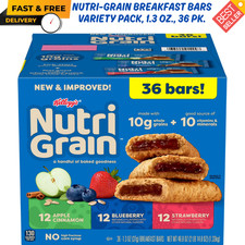 Barras de desayuno Kellogg’s Nutri-Grain paquete variado 36 ct mezcla barras de frutas 46,8 oz
