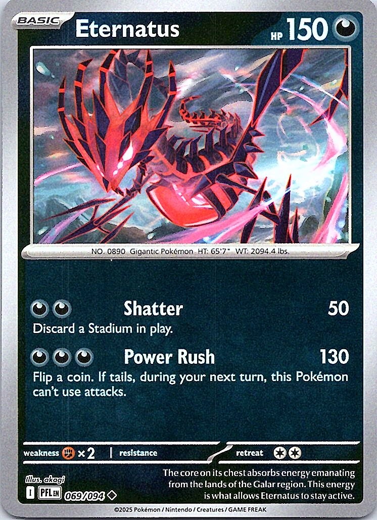 Eternatus Uncommon Darkness Reverse Holo ME02: Phantasmal Flames 069/094 NM