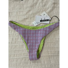 NWT RVCA Purple Plaid Bikini Bottom with Lime Green Lining