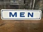VINTAGE MENS RESTROOM SIGN METAL TIN BATHROOM GAS STATION SERVICE