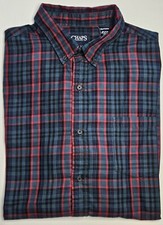 Mens Chaps Easy Care Twill Long Sleeve Plaid Button Up Shirt Size XXL 2XL - NICE