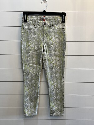 CJ by Cookie Johnson Womens Believe Legging Snake Print Stretch Grn and Yellow