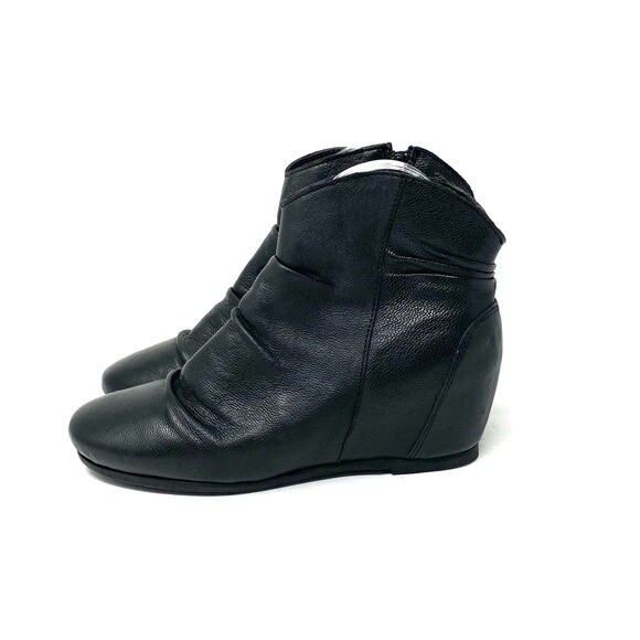 Skechers Black Leather Hidden Wedge Booties Women's S… Gem
