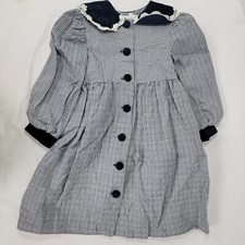 Bonnie Jean New York Girl's Dress Navy Blue Houndstooth Vintage Size 4 Vintage