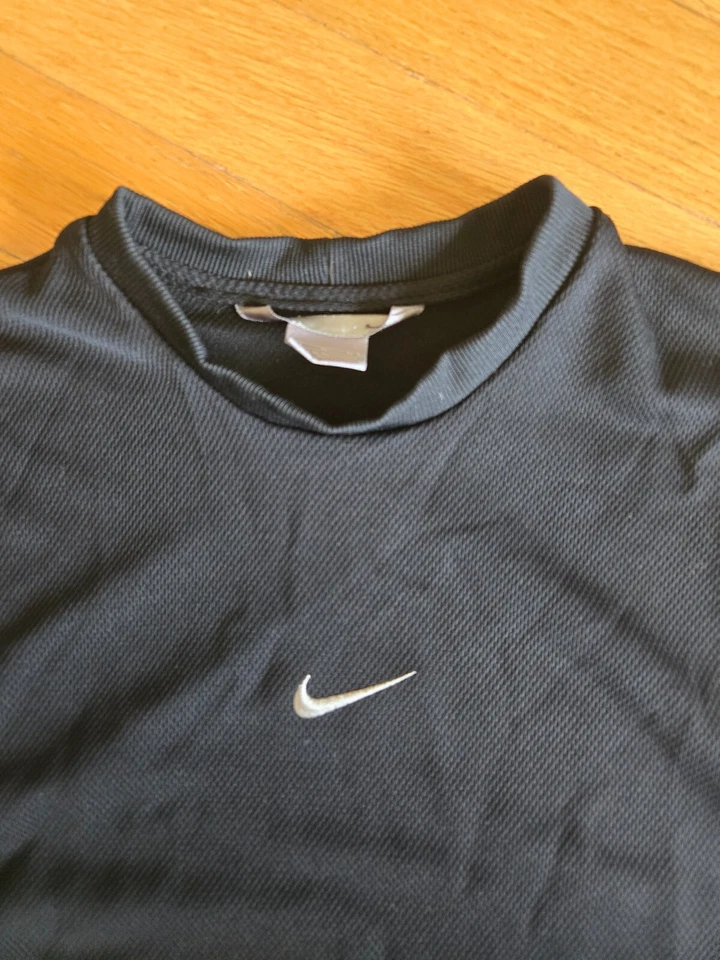 DE COLECCIÓN NIKE MALLA TANK NEGRO BLANCO RAYAS BORDADO CENTRO CUADROS MEDIANO Y2K Foto 2 de 3
