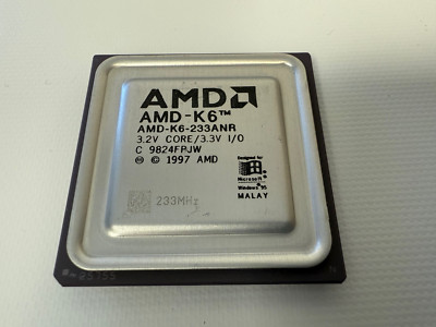 AMD AMD-K6-233ANR 233MHZ CPU PROCESSOR AMD-K6 3.2V CORE 3.3V I/O PINS DISCOLORED