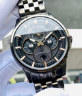 NEW CITIZEN ECO DRIVE CALENDRIER MOON PHASE BLACK ION-PLATED WATCH BU0057-54E