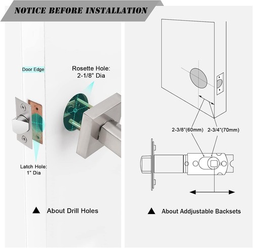 Probrico Interior Privacy Door Lever for Bedroom Stainless Steel Bathroom Flat - Picture 2 of 12