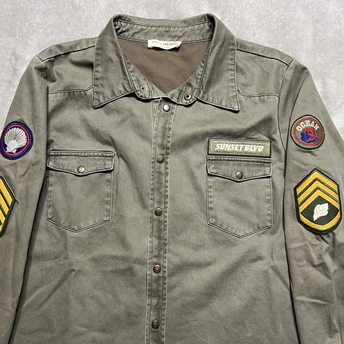 Spell & The Gypsy Collective Jacket Womens Medium Olive Green