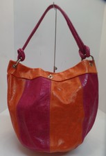 Maurizio Taiuti Made In Italy Bright Pink & Orange Patent Leather Bucket Bag