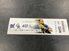 BREWERS 2012 TICKET STUB 4/22/12 VS ROCKIES~Wily Peralta DEBUT