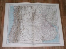1927 VINTAGE ITALIAN MAP OF ARGENTINA AND CHILE BUENOS AIRES / SOUTH AMERICA