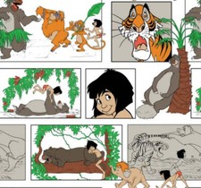 The Jungle Book Block White Flannel Fabric