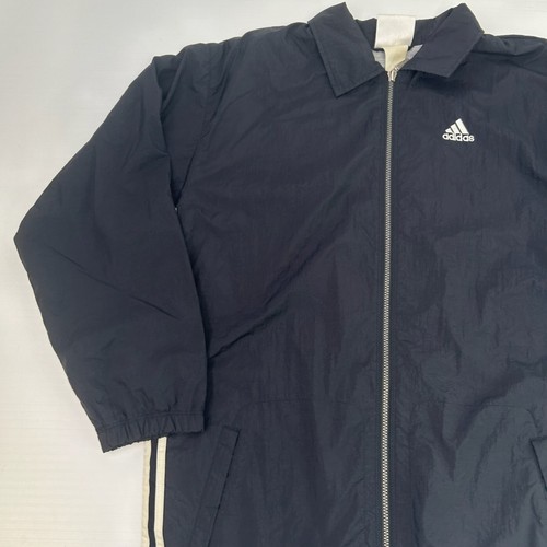 Adidas Jacket Men Medium Spell Out Stripe Logo Zip Pocket Party Run Gym Core Go - Picture 4 of 17