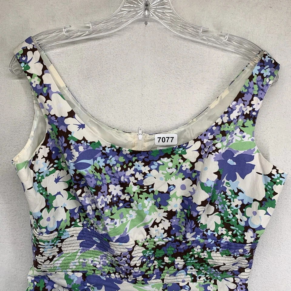 Women’s Dress Size 12 Colorful All Over Floral Print 100% Cotton Top Lined - Image 3 of 4