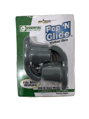 Pop ''N Glide Walker Skis W605 NEW Essential Medical Supply Fits Most Walkers