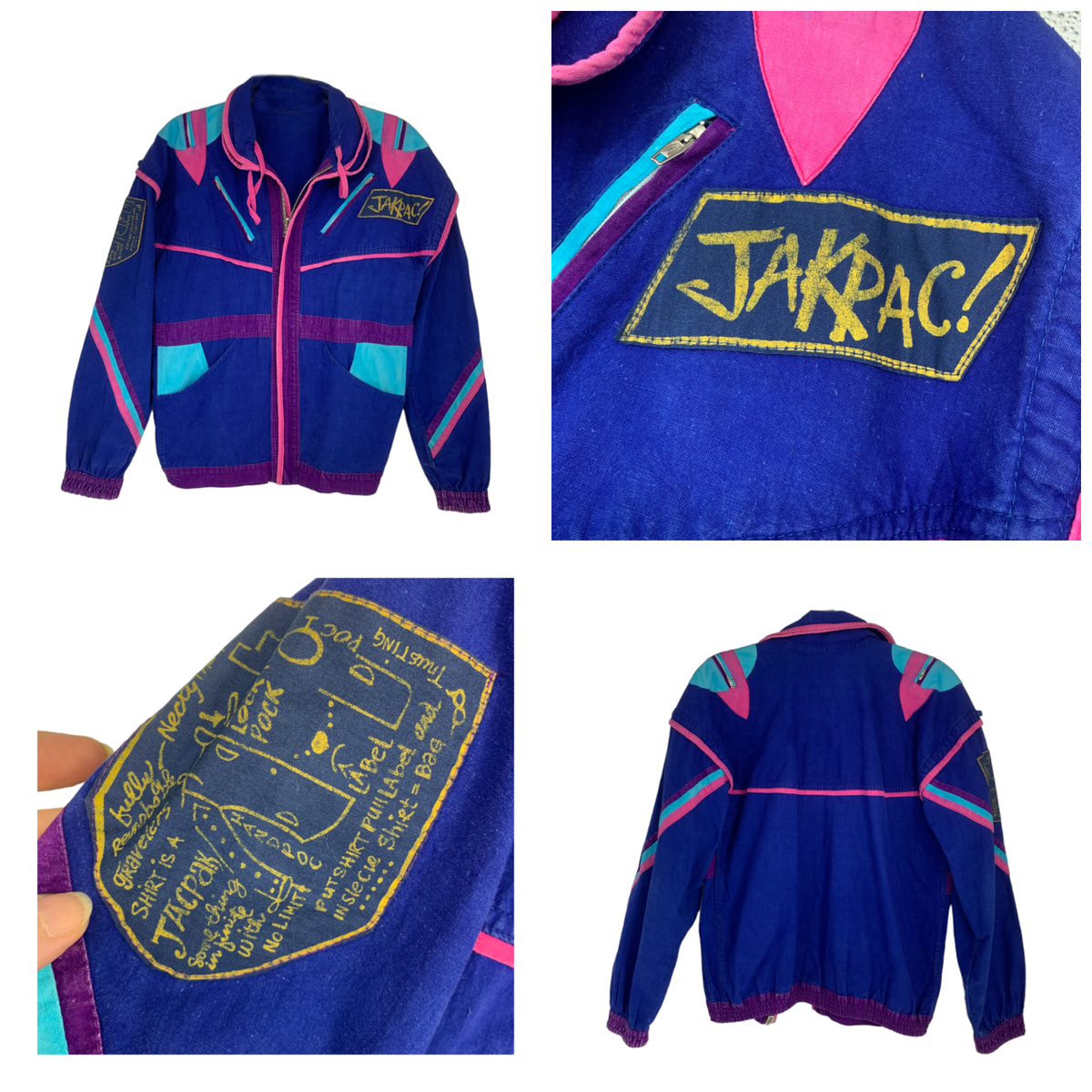 Vintage 1980's Jakpac ! Colorblock Neon Packable Cotton Vintage 1980's Jakpac ! Colorblock Neon Packable Cotton