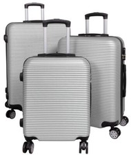 ABS Hartschalen Reise Trolley vier Rollen Koffer M L XL o. Set Malaga Silber