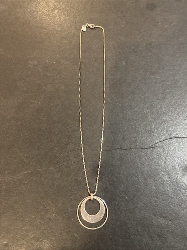 925 Sterling Silver Metalsmiths Double Circles Pendant Necklace