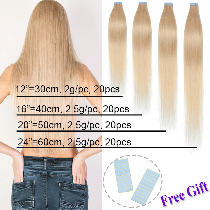 Balayage 60pcs Thick Tape In Remy Human Hair Extensions Skin  display picture 2