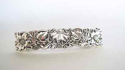 Silver flowers leaves vine metal flower filigree hair clip barrette