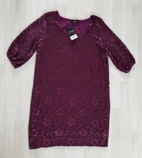 YOURS size 20 purple LACE MINI DRESS sleeves FLORAL occasion PARTY summer