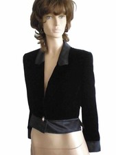 VALENTINO BLACK VELOUR WITH SATIN TRIM BLAZER-JACKET SIZE 40/6