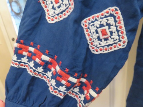 LOFT ROMANTIC BOHO 3/4 SLEEVE EMBROIDERED BLUE BLOUSE SIZE XS - Picture 5 of 8