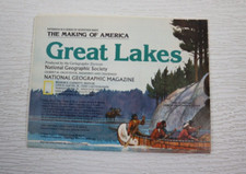 GREAT LAKES - NATIONAL GEOGRAPHIC 1987 - VINTAGE DOUBLE-SIDED MAP POSTER