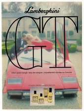 1980 LAMBORGHINI GT fragance Vintage Original Print AD - Red car photo perfume