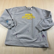 Vtg 90s Y2K Nike Athletics Sweatshirt L Center Swoosh Distressed Paint Splatter