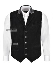 Mens Real Leather Waistcoat Suede Party Fashion Classic Business Vest 7175