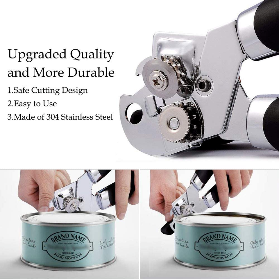Heavy Duty Stainless Steel Tin Can Opener Cutter Easy Comfy Handle Grip ...