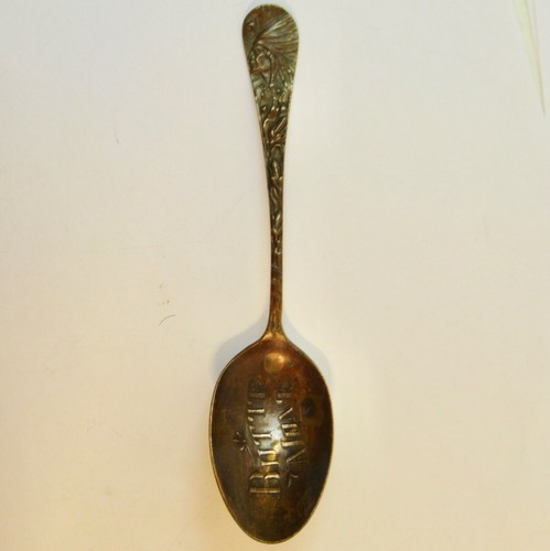 Ein Löffel: Souvenir Butte Indianer Indianer geprägt Sterlingsilber um 1910