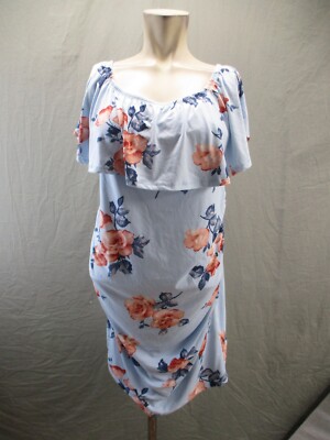 PinkBlush Size S Womens Off the Shoulder Ruffle Knee Length Maternity Dress 647
