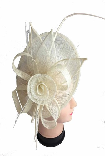 Cappello donna Sinamay fiore fascinatore fascia clip matrimonio donna giorno Royal Ascot - Foto 2 di 16