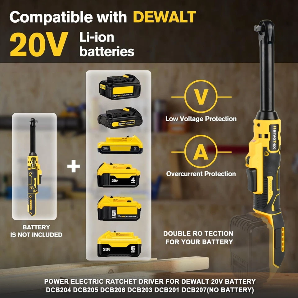 Llave de trinquete inalámbrica extendida para batería DEWALT 20V MAX 3/8" 88NM 65 pies-lb Foto 3 de 4