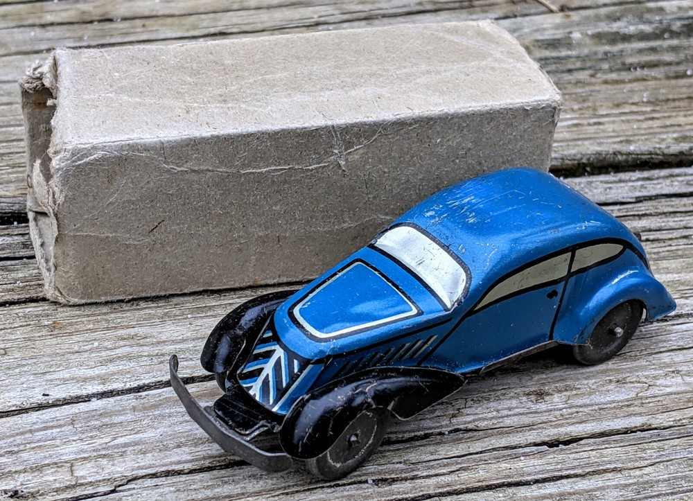 Antique Pre-war Blue Marx Speedway Citroën Racecar w/Box Tin Toy 100%Orig.WORKS
