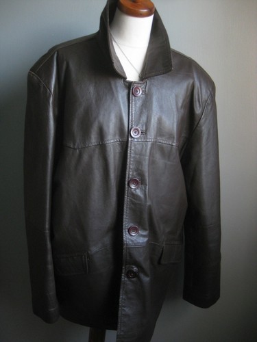 Vintage brown leather JACKET 48 46 XL COAT comfort soft relaxed real CALCULUS - Picture 7 of 14