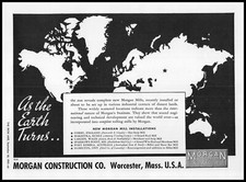 1937 Morgan Construction Worcester Massachusetts Mill Locations Map Print Ad