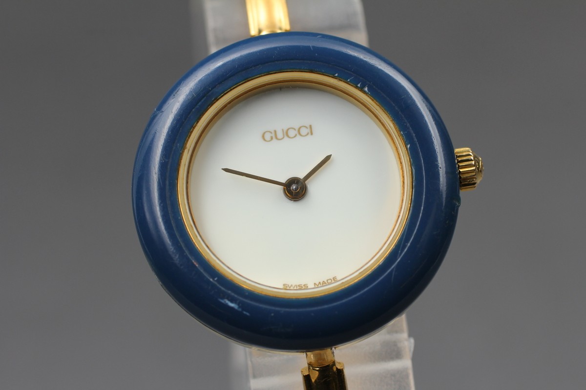 ■ 美品 ■ グッチ GUCCI Change bezel 11/12.2 Read ] GUCCI 11/12.2 Change Bezel Watch Gold Silver Dial Not