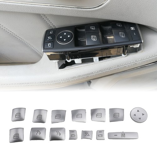 Silver Window Switch Buttons Cover for Mercedes A B C CLA E GL GLA GLK GLE ML - Picture 2 of 12