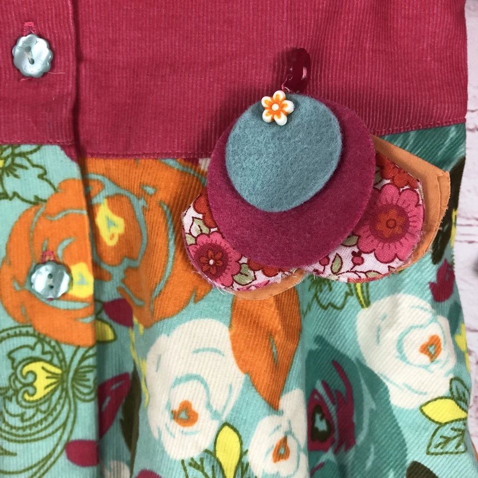 Vestido Baby Lulu Niñas Niños Talla 3T Rosa Floral Pana Manga Larga Colorido Foto 3 de 4