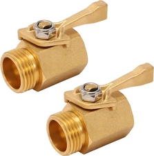 Heavy Duty Brass Garden Hose Shut Off Valve, 3/4 Inch, 2-Pack with 2 Hose