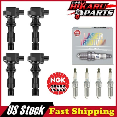 4x NGK Spark Plug & 4x Ignition Coil For Mazda 3 6 CX-7 2.0L 2.3L 2.5L L4