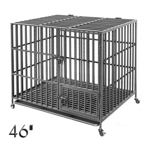 Extra Tall &Large Heavy Duty Mobile Carbon Steel Dog Cage Crate Kennel with Tray - Picture 18 of 18