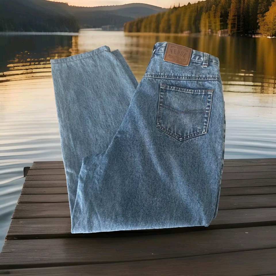 Venue Womans Mum High Waisted Blue Denim Cotton Jeans Size 18 L27* in VGC